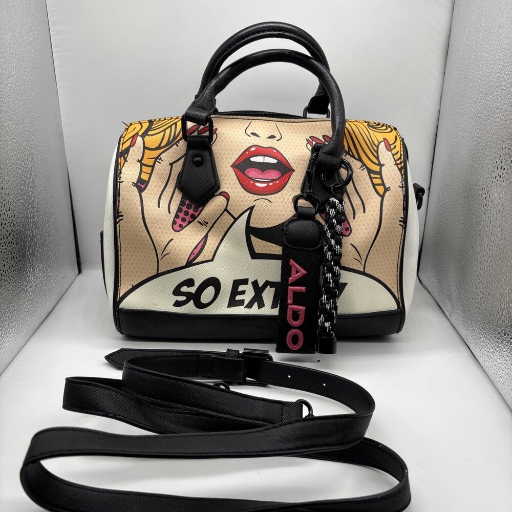 ALDO So Extra Pop Art Comic Satchel Top Handle Bag Graphic Print Crossbody - Picture 6 of 8